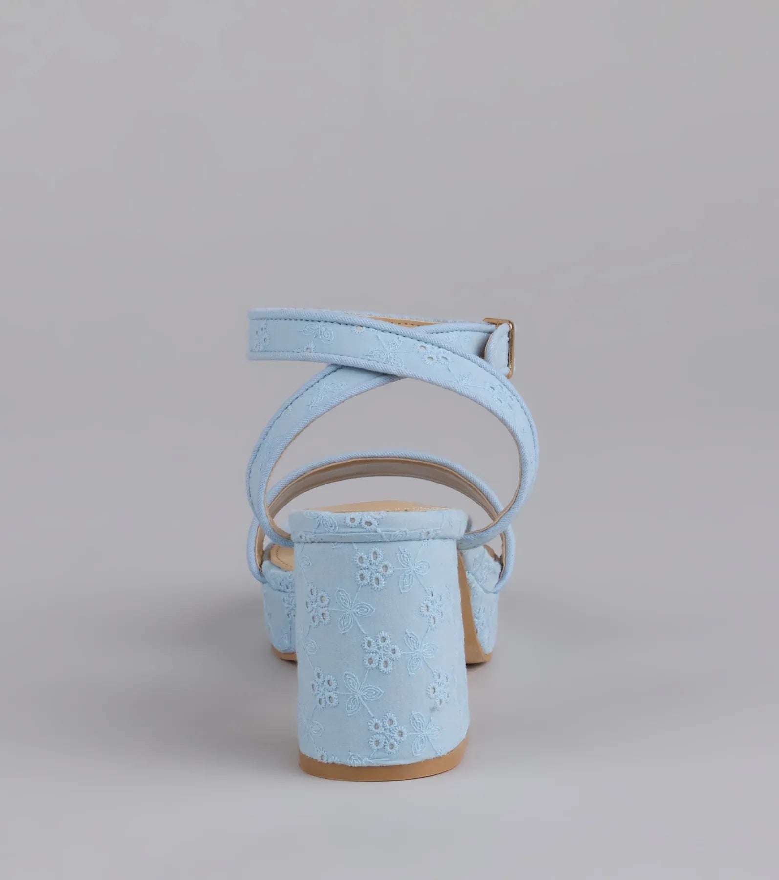 Stroll The Town Eyelet Platform Block Heels - Image 4