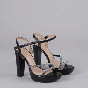 Dazzle Me Up Rhinestone Strappy Block Heels