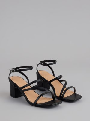 Sleek Steps Strappy Wide Fit Block Heels