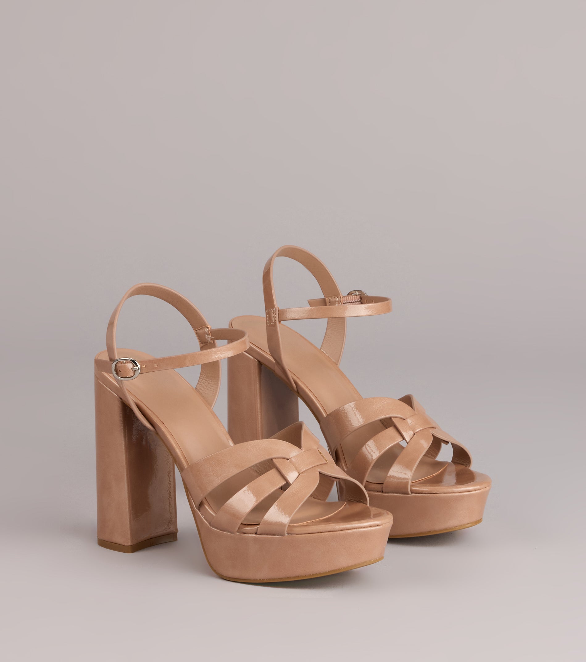 Glossed Up Patent Strappy Platform Heels - Image 9