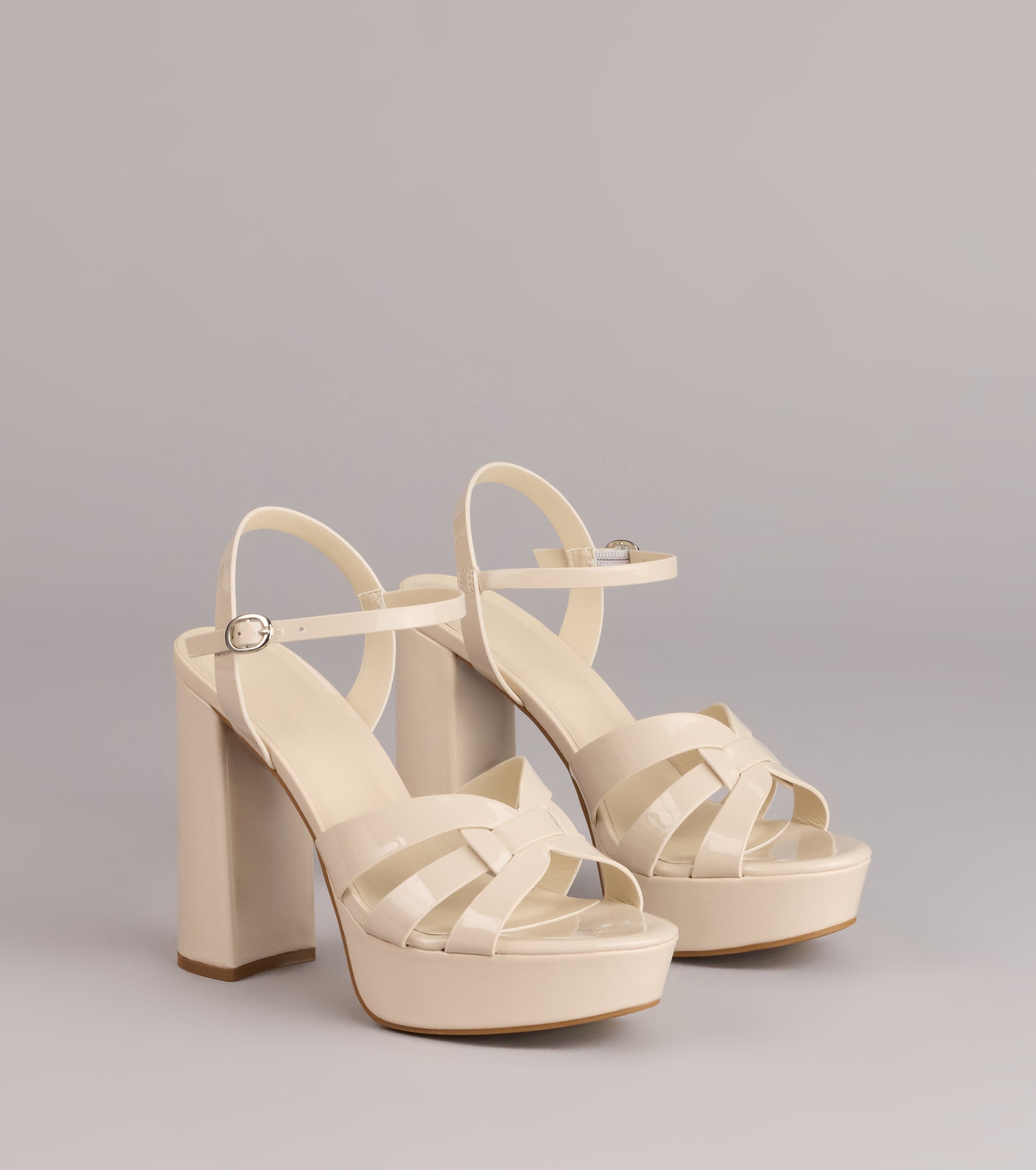 Glossed Up Patent Strappy Platform Heels - Image 5
