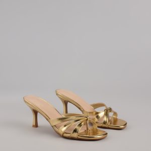 Shine Bright Metallic Thong Kitten Heels