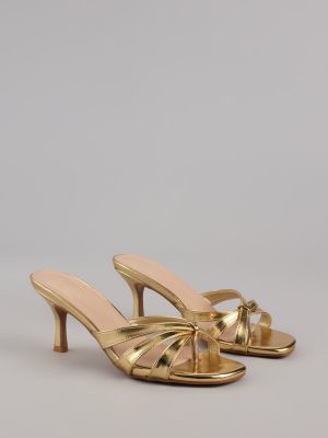 Shine Bright Metallic Thong Kitten Heels