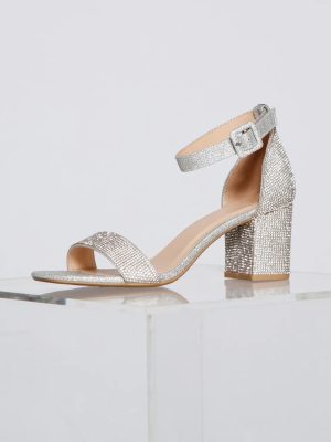 Glitzy Babe Rhinestone Block Heels