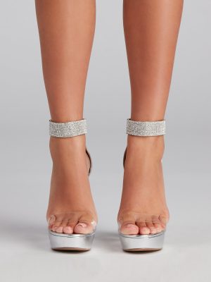 Miss Chic Rhinestone Ankle Platform Heels