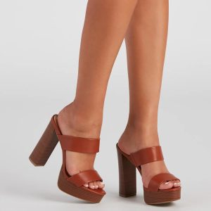 Stack Up Dual Strap Platform Mules