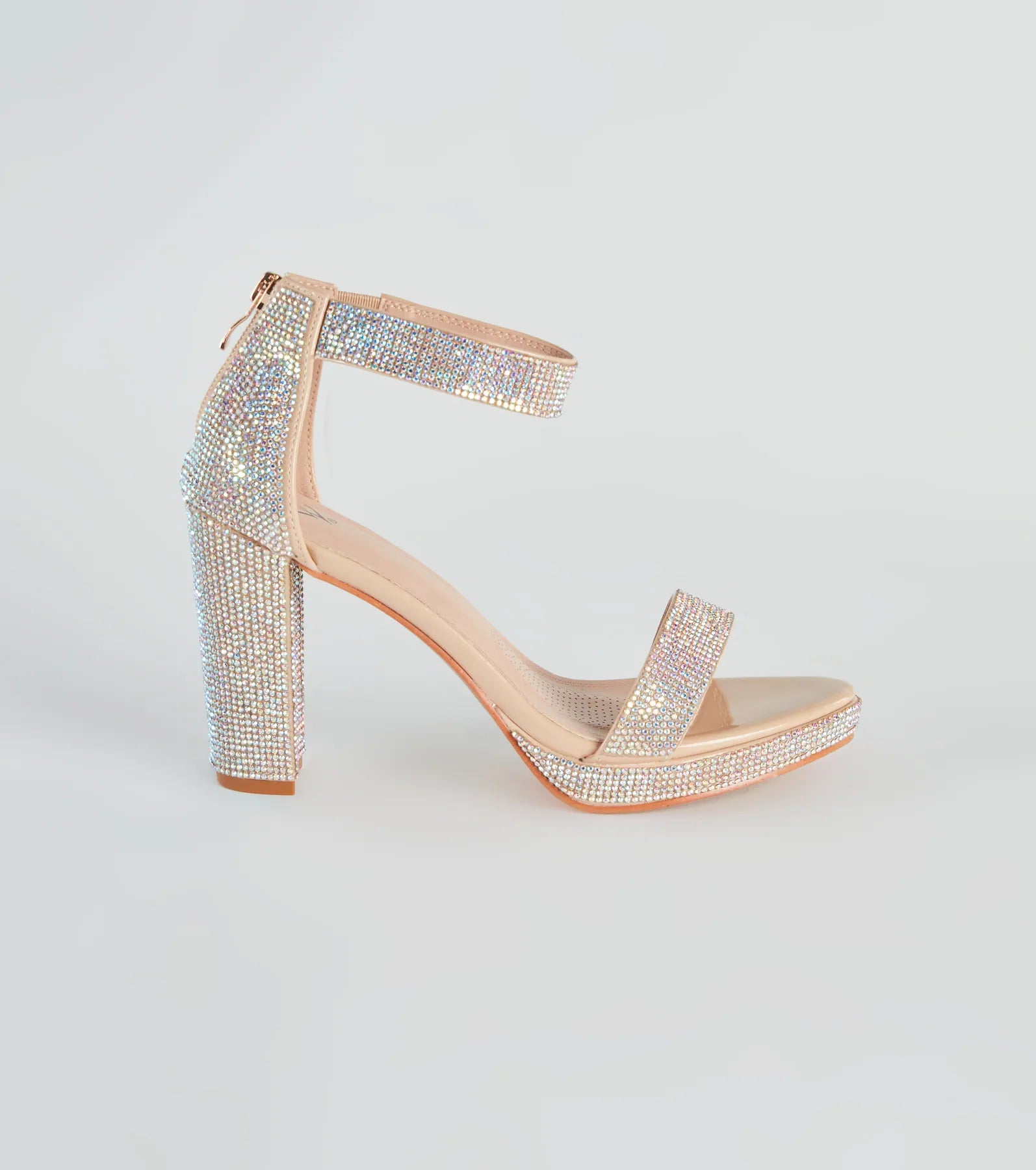 Glamour Effect Rhinestone Block Heels - Image 2