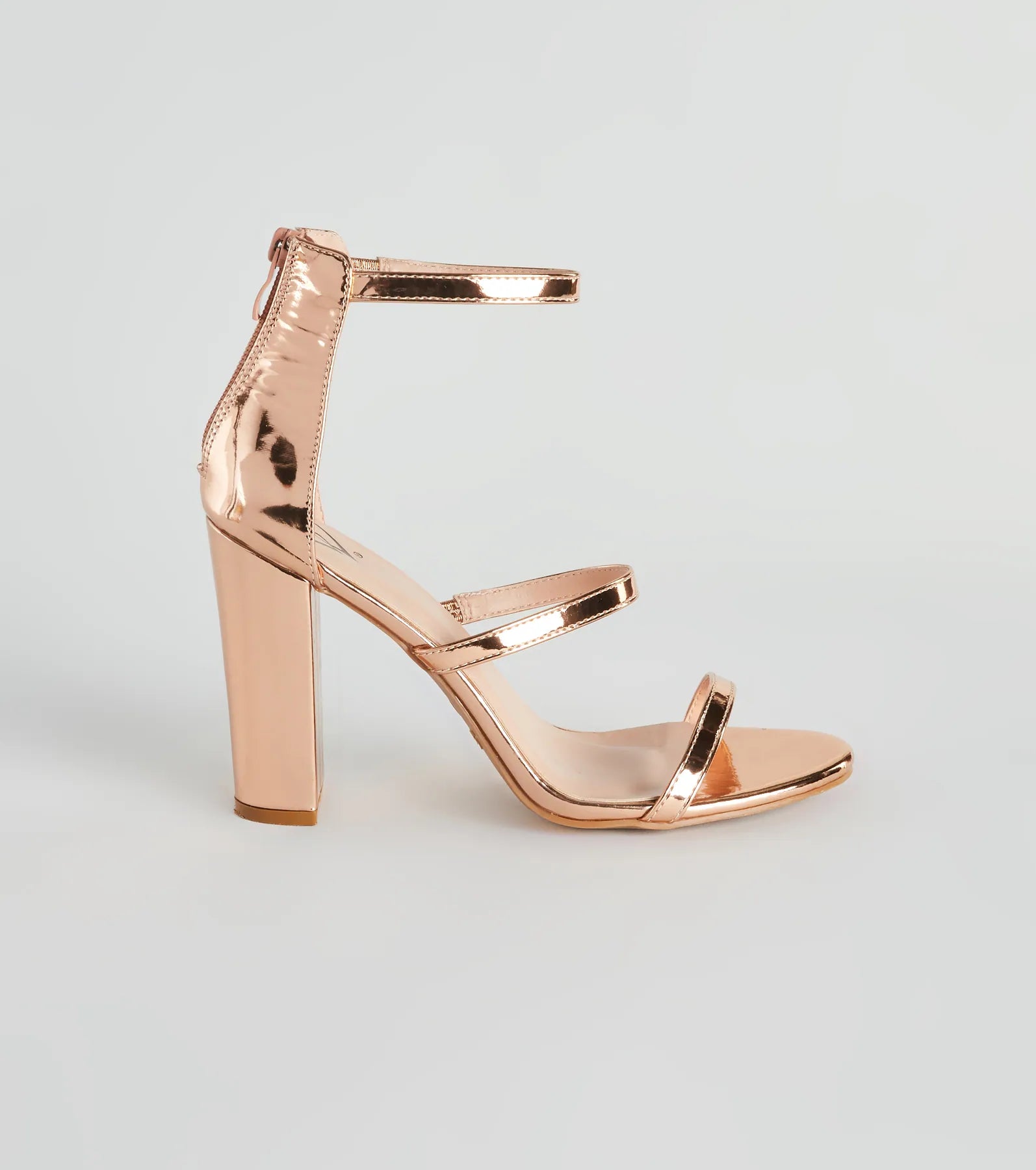 Futuristic Babe Metallic Strappy Block Heels - Image 2