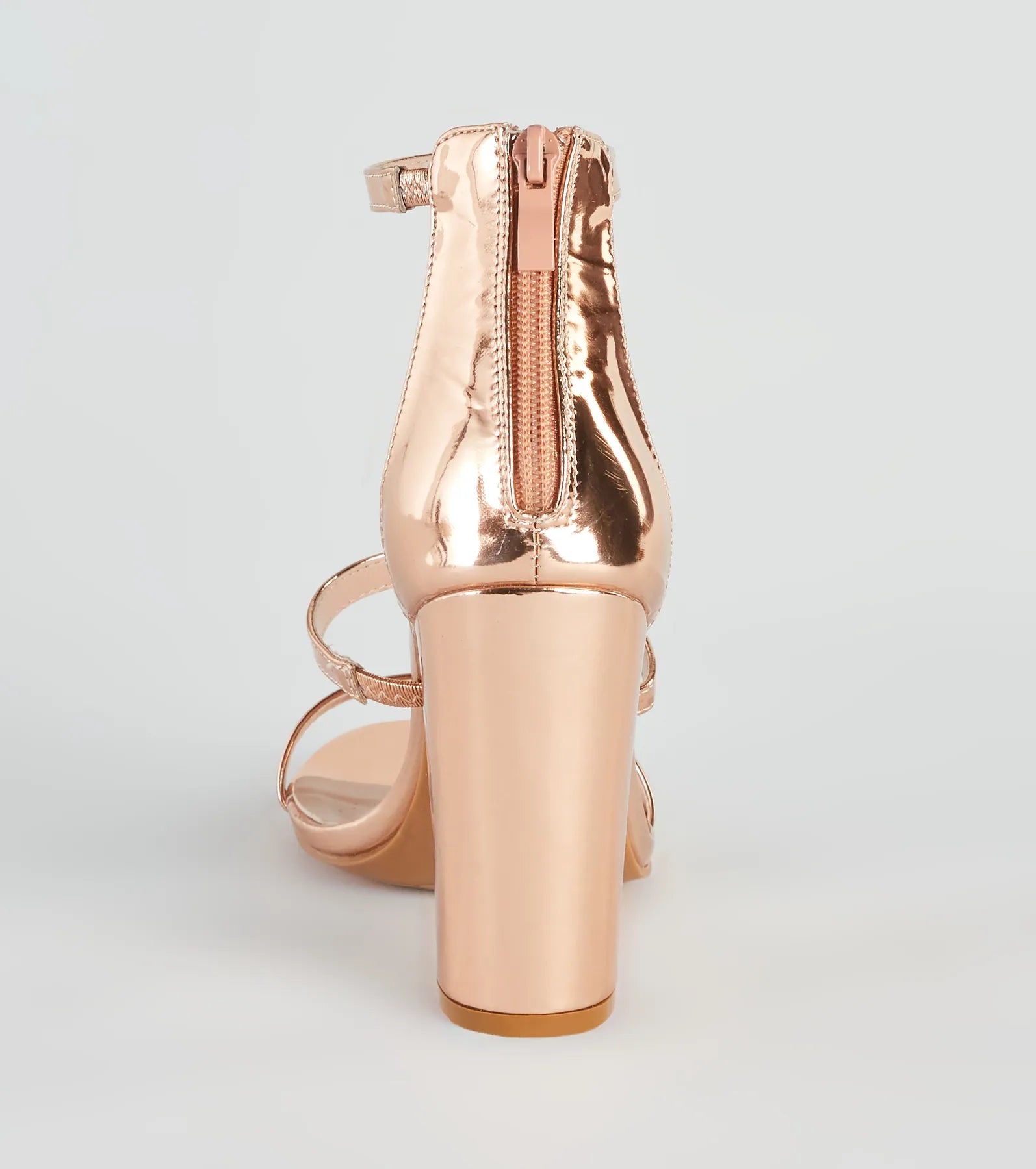 Futuristic Babe Metallic Strappy Block Heels - Image 4