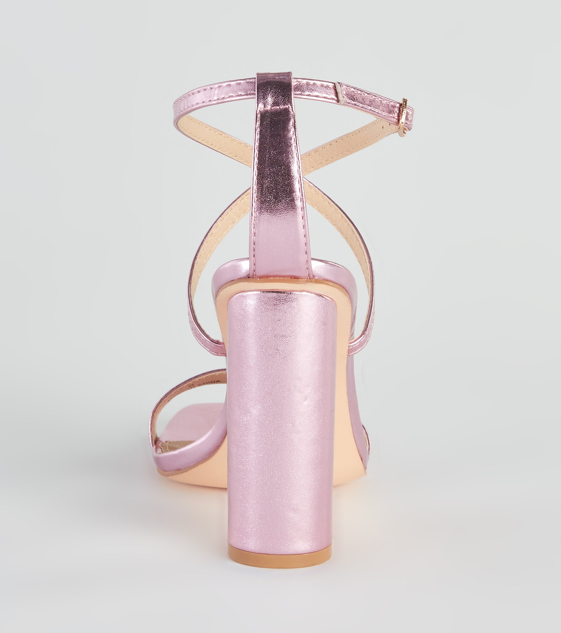 Memorable Shine Metallic Round Block Heels - Image 4