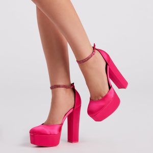 Season To Party Satin Platform Pumps