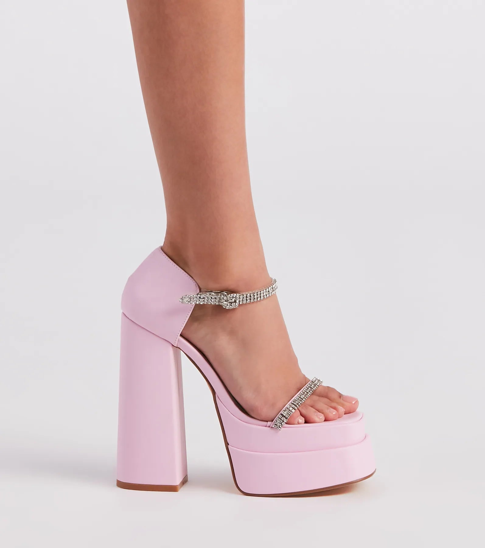 Pretty Girl Walk Rhinestone Platform Heels - Image 3