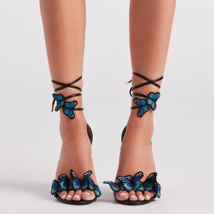 Trendy Icon Butterfly Accent Stiletto Heels