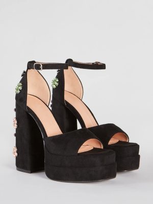 Vivid Color Gemstone Floral Platform Heels