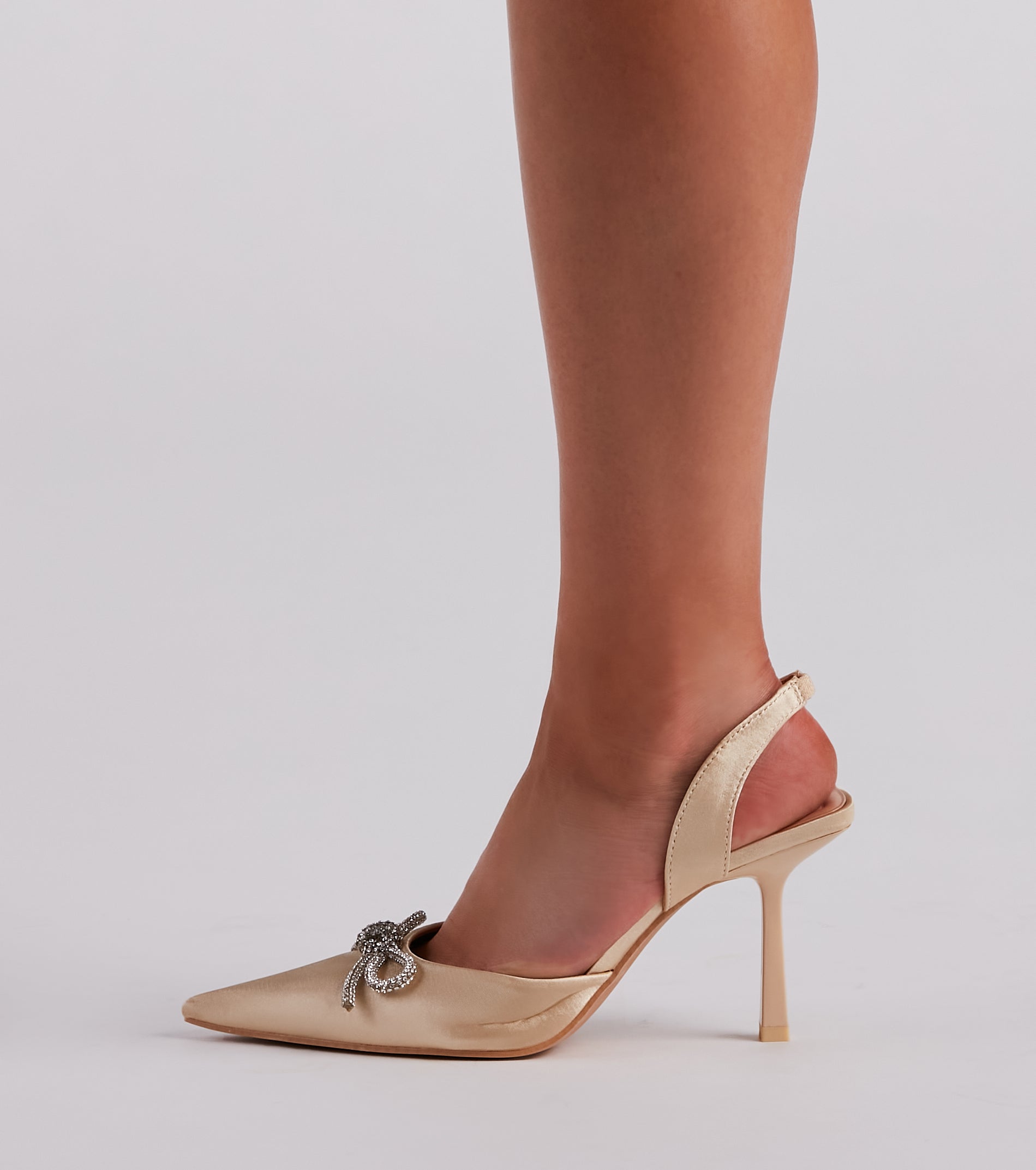 Perfect Gift Satin Rhinestone Bow Pumps - Image 3
