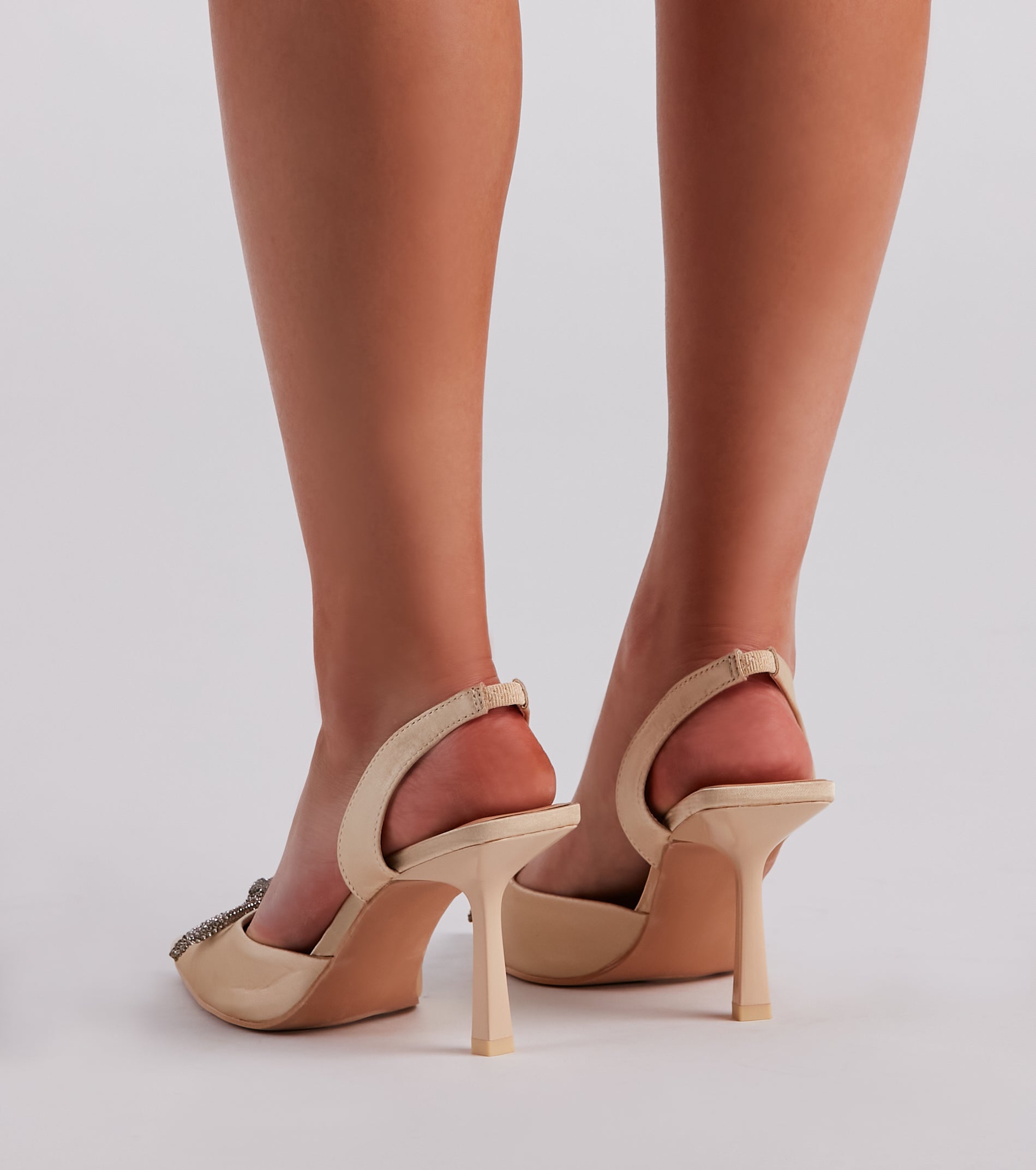 Perfect Gift Satin Rhinestone Bow Pumps - Image 4