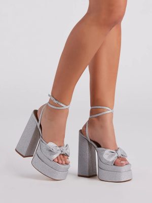 Major Diva Glitter Mesh Platform Heels