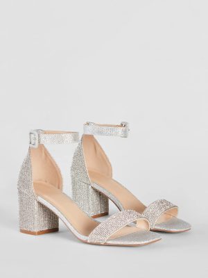 Glitzy Babe Rhinestone Block Heels