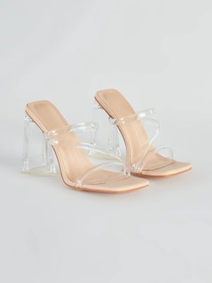 Stay Clear PVC Strappy Lucite Block Heels