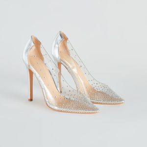 On Point PVC Rhinestone Stiletto Pumps