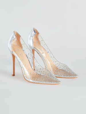 On Point PVC Rhinestone Stiletto Pumps
