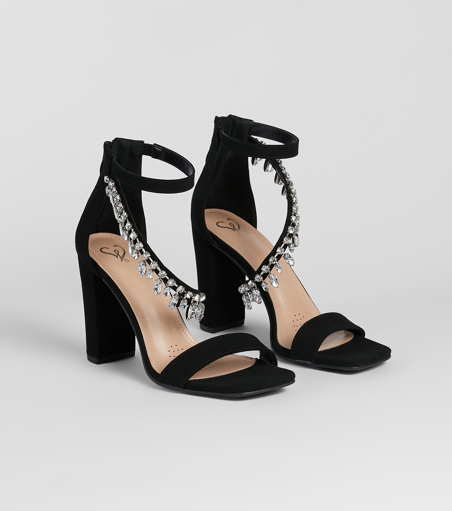 A Moment Of Luxe Rhinestone Trim Block Heels - Image 5