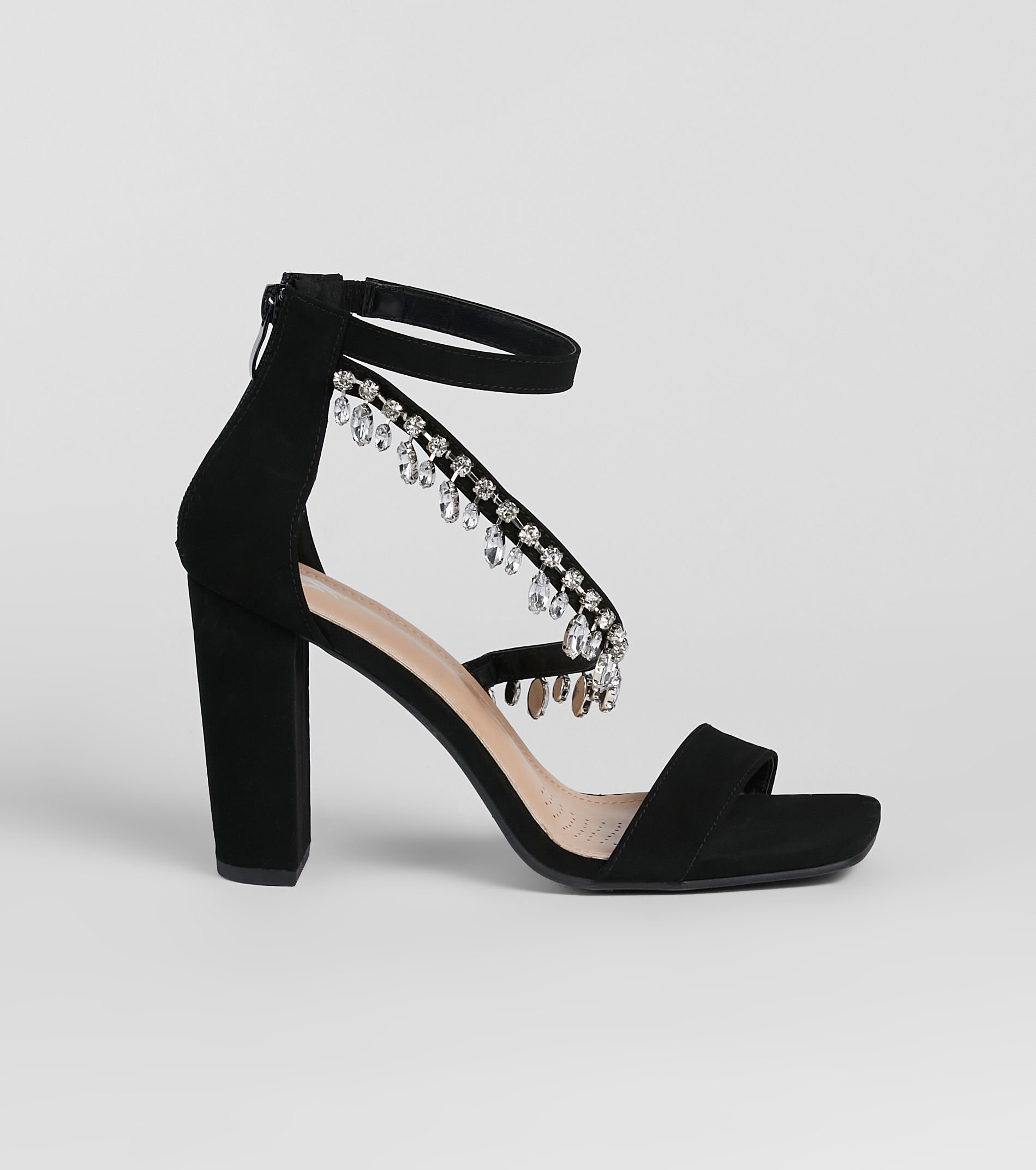 A Moment Of Luxe Rhinestone Trim Block Heels - Image 6