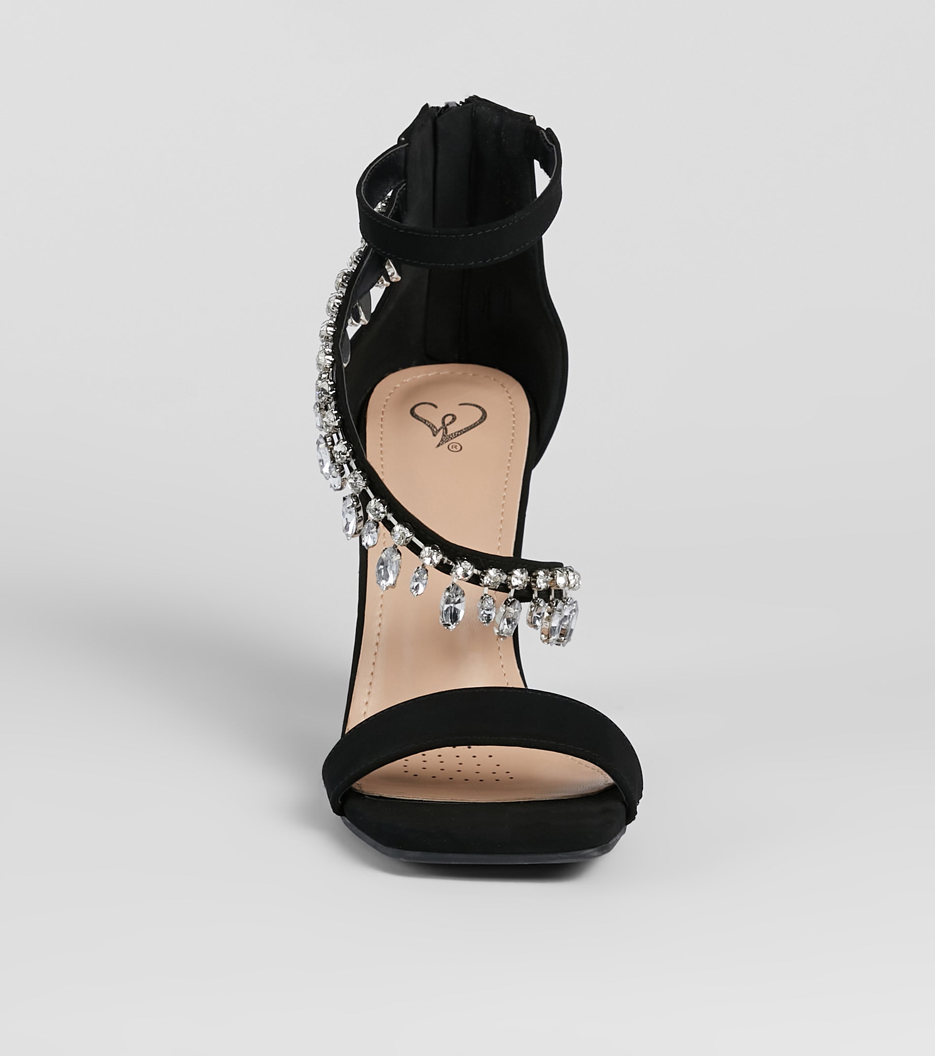 A Moment Of Luxe Rhinestone Trim Block Heels - Image 7