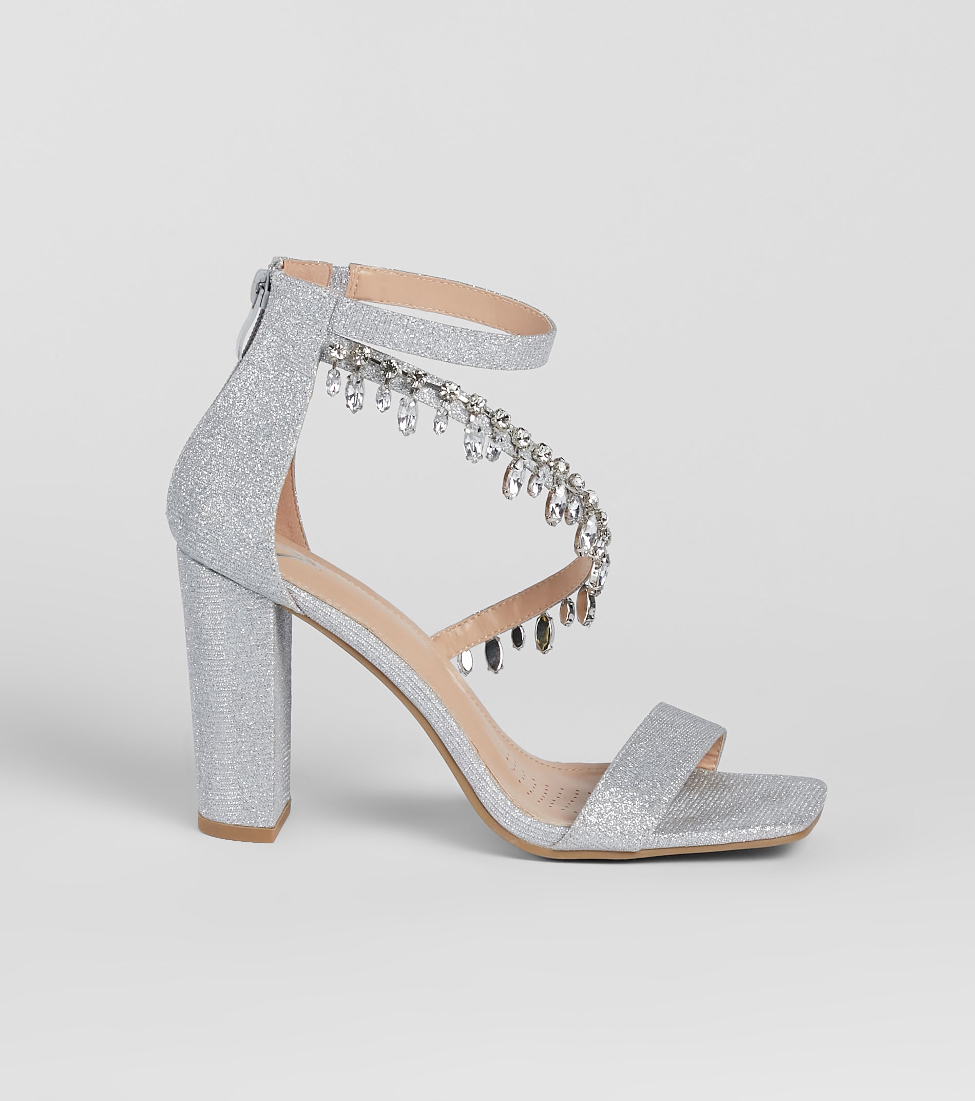 A Moment Of Luxe Rhinestone Trim Block Heels - Image 2