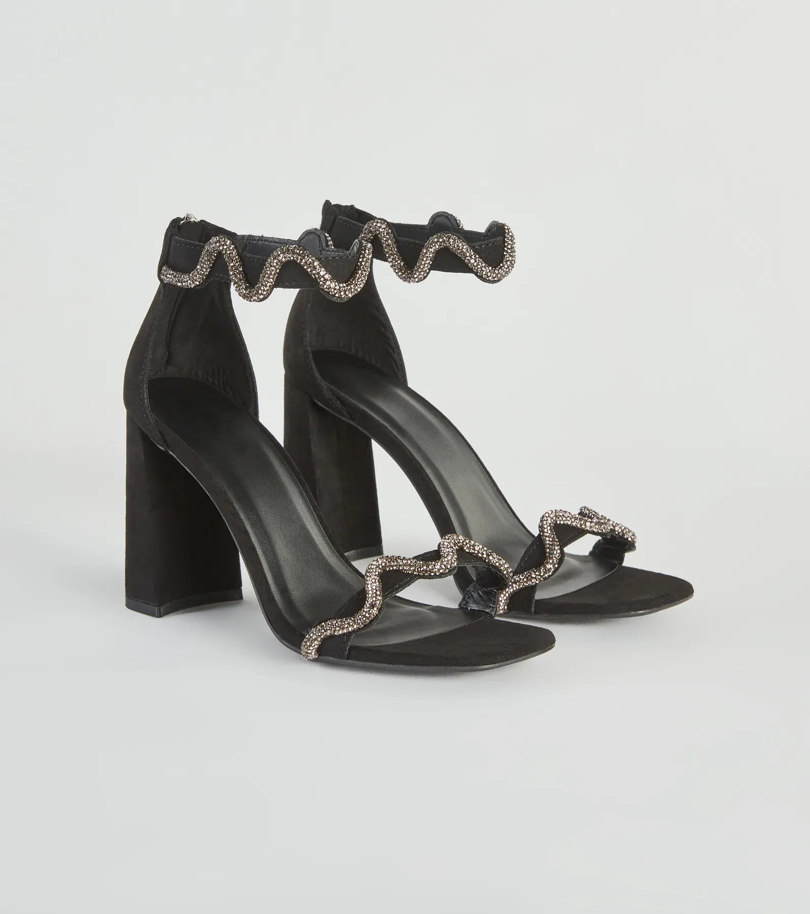 Style Swerve Rhinestone Block Heels - Image 5