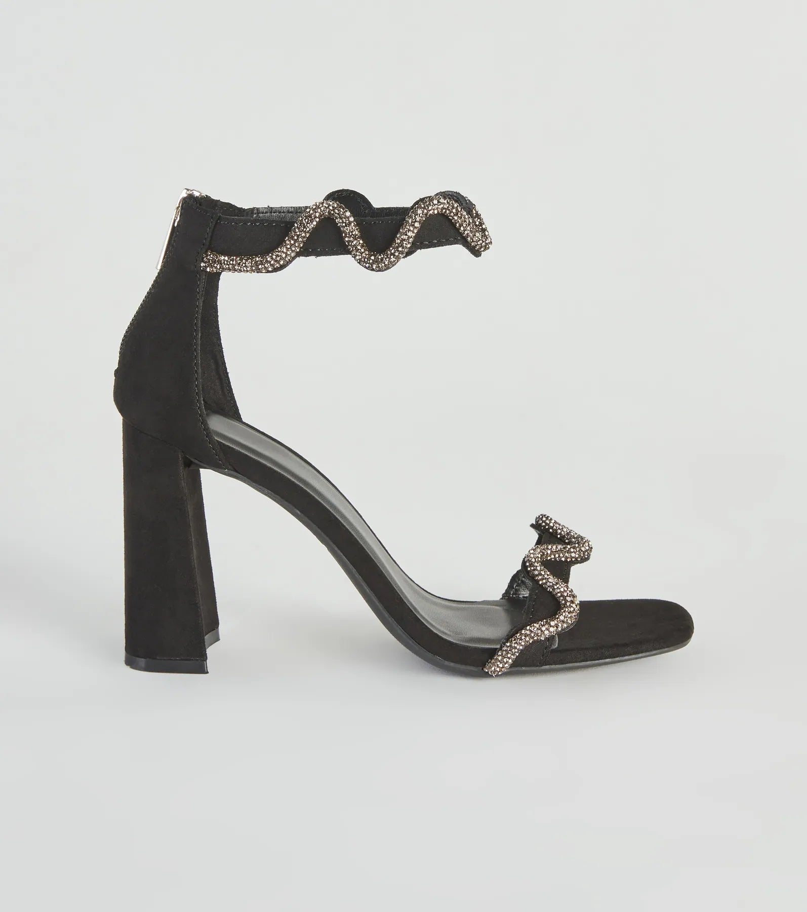 Style Swerve Rhinestone Block Heels - Image 6