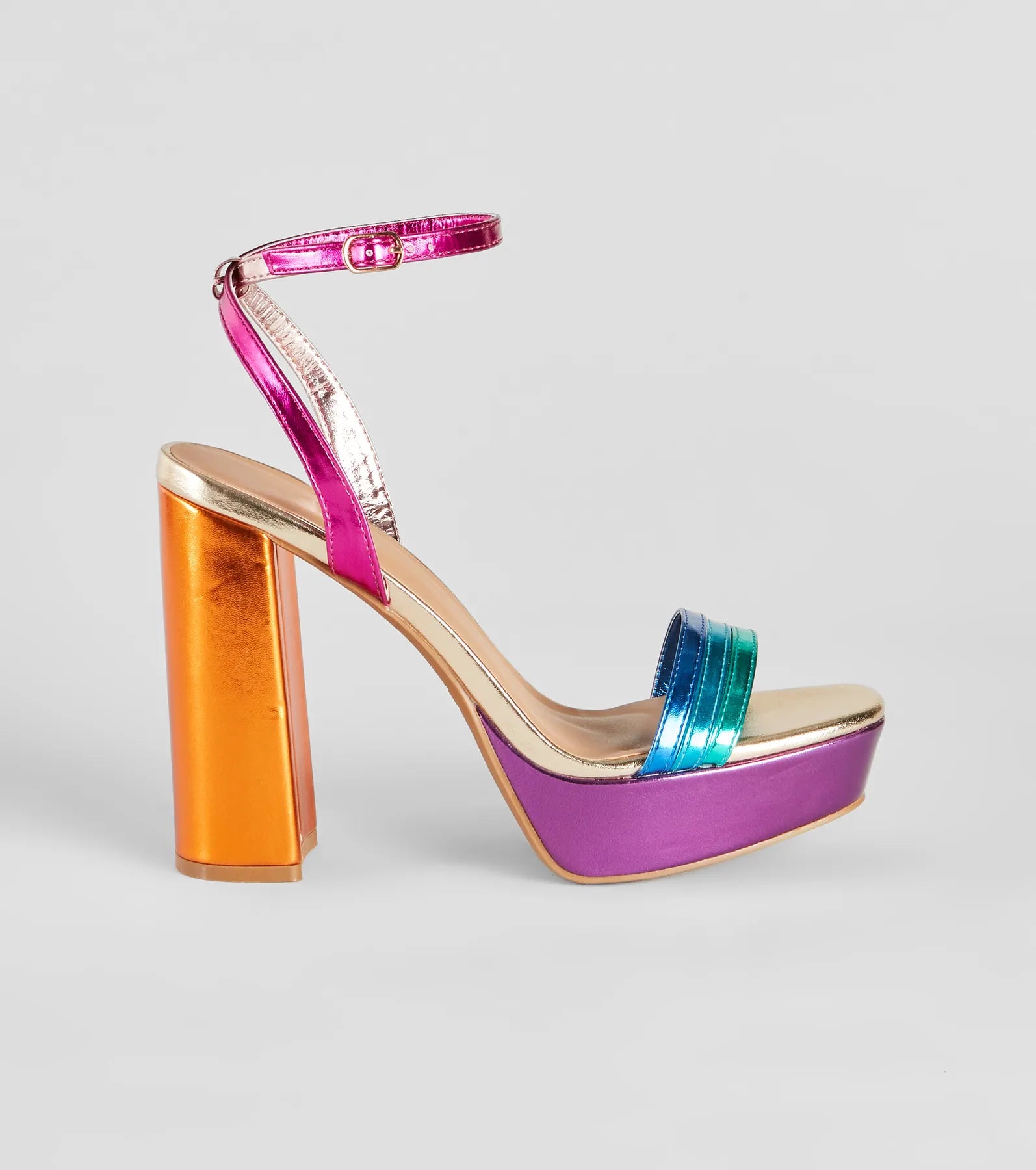 Colorful Steps Metallic Chunky Block Heels - Image 6