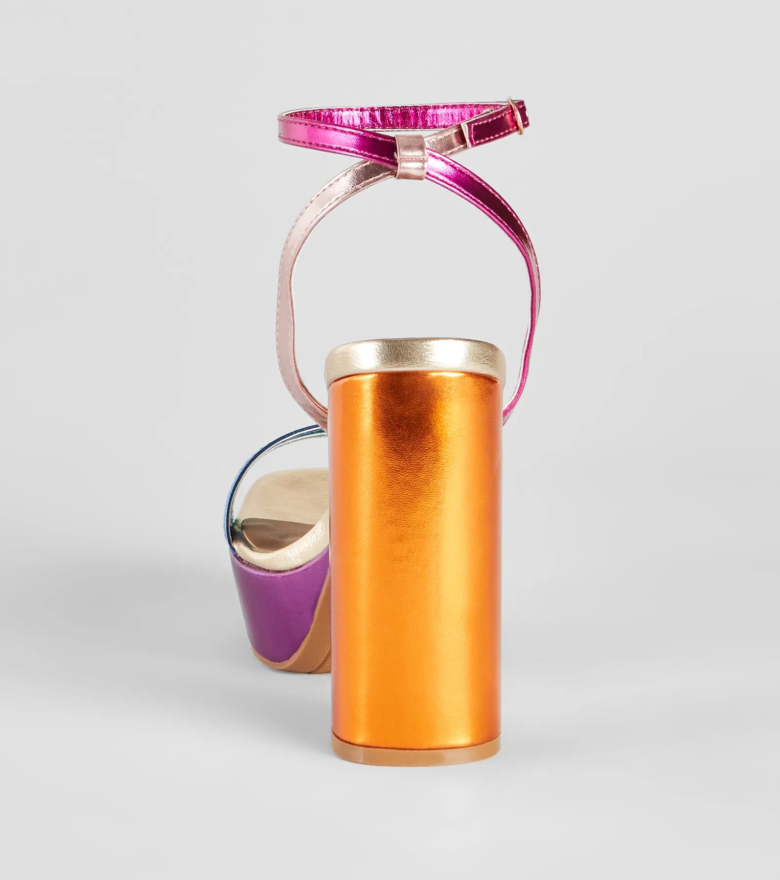 Colorful Steps Metallic Chunky Block Heels - Image 8