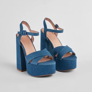Carpe Denim Platform Block Heels