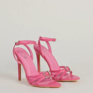 So You Rhinestone Heart Strappy Stiletto Heels