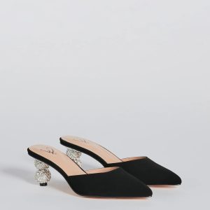 Elevated Elegance Rhinestone Heel Mules