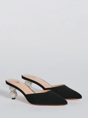 Elevated Elegance Rhinestone Heel Mules