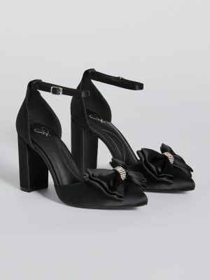 Statement Making Satin Bow Block Heel Pumps