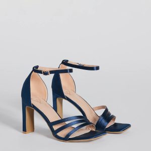 Sleek Status Satin Strappy Block Heels