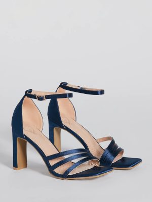 Sleek Status Satin Strappy Block Heels