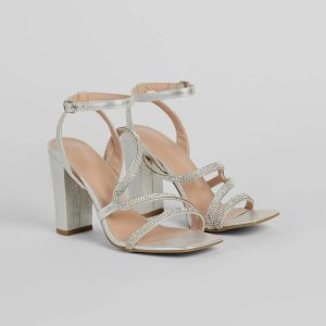 Glam On The Line Rhinestone Block Heels