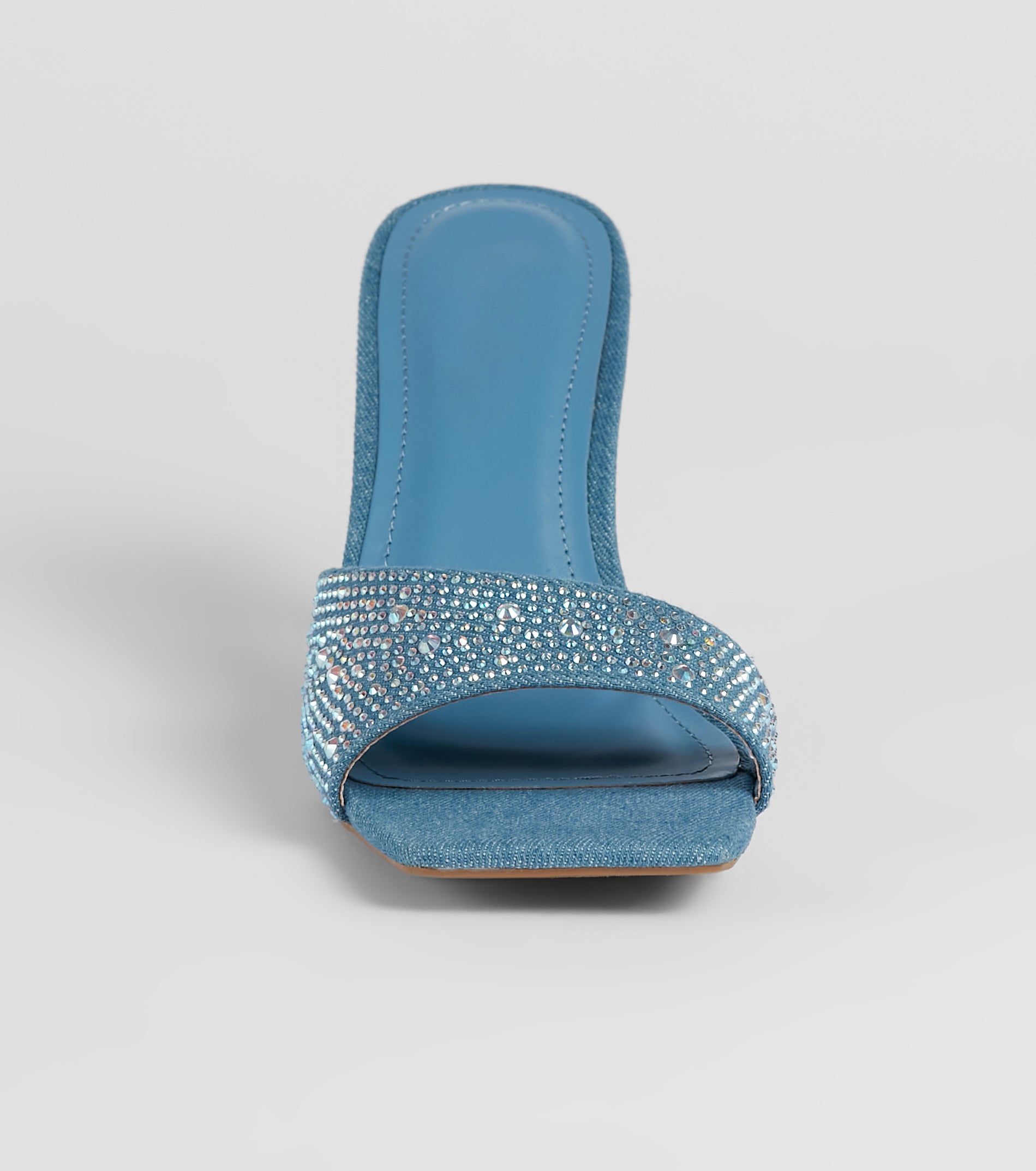 Such A Treat Denim Rhinestone Stiletto Mules - Image 3