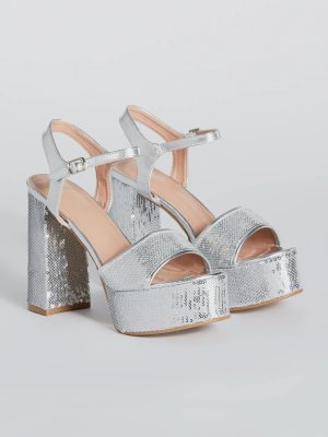 Sparkly Struts Sequin Platform Block Heels