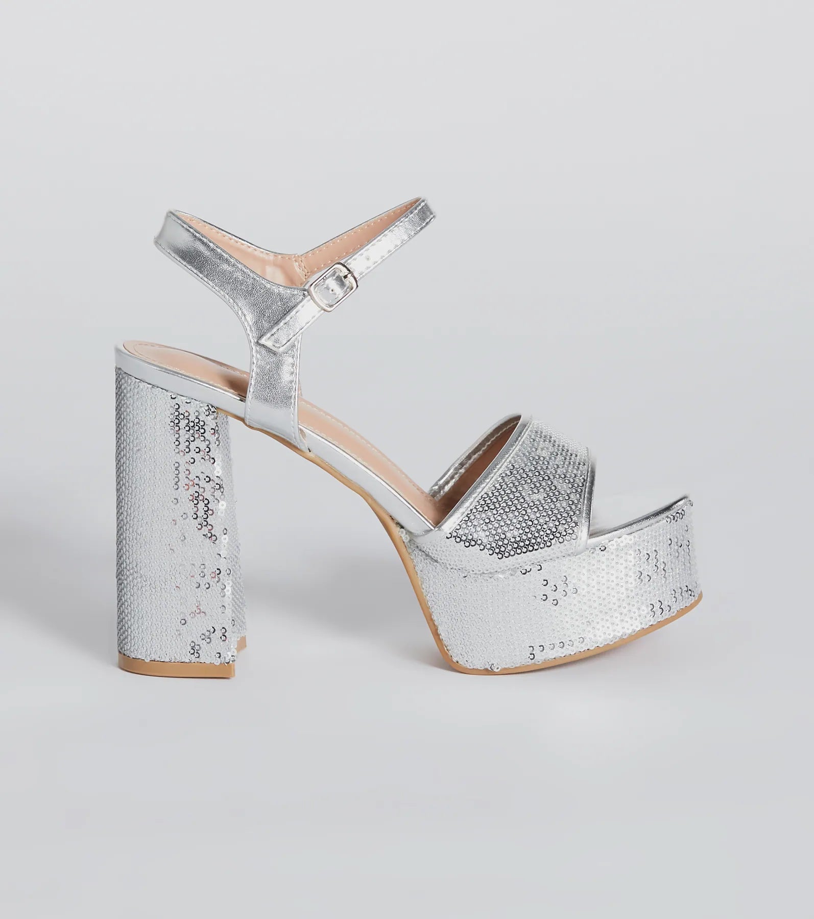 Sparkly Struts Sequin Platform Block Heels - Image 2