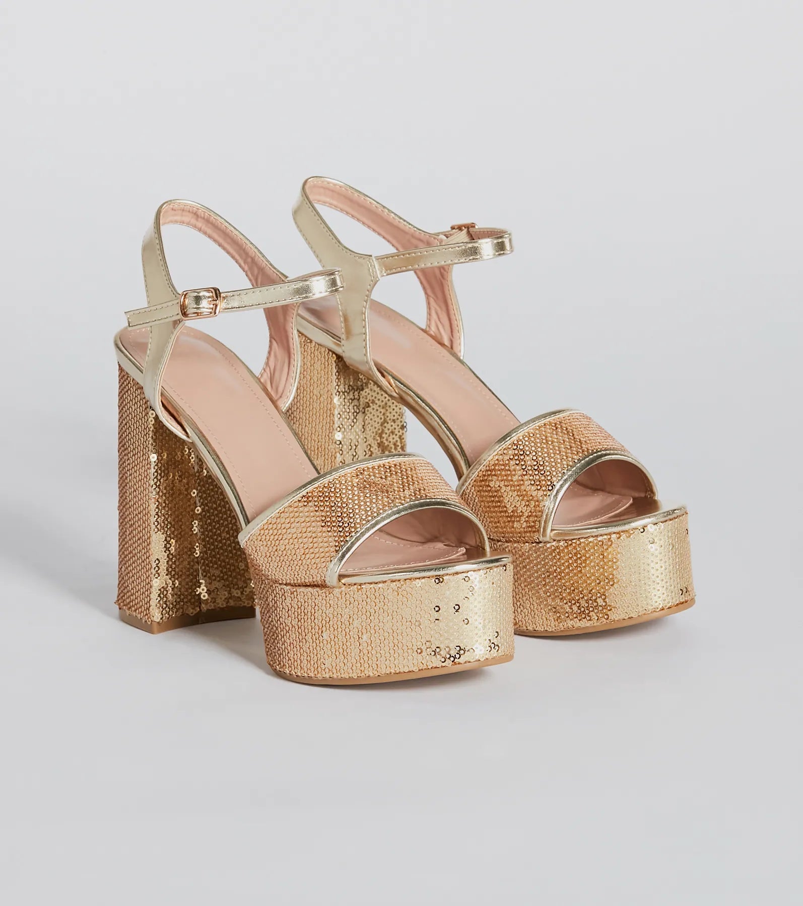 Sparkly Struts Sequin Platform Block Heels - Image 5