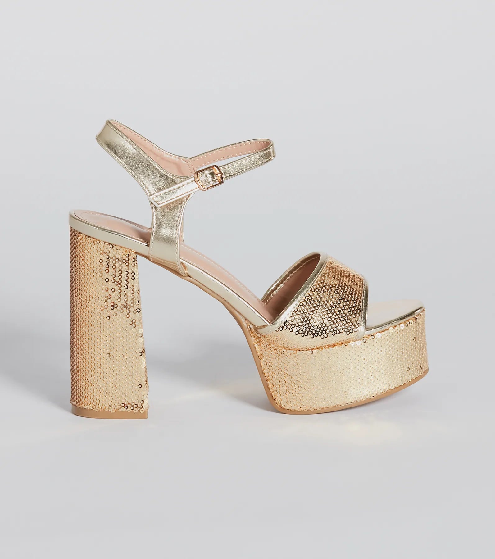 Sparkly Struts Sequin Platform Block Heels - Image 6