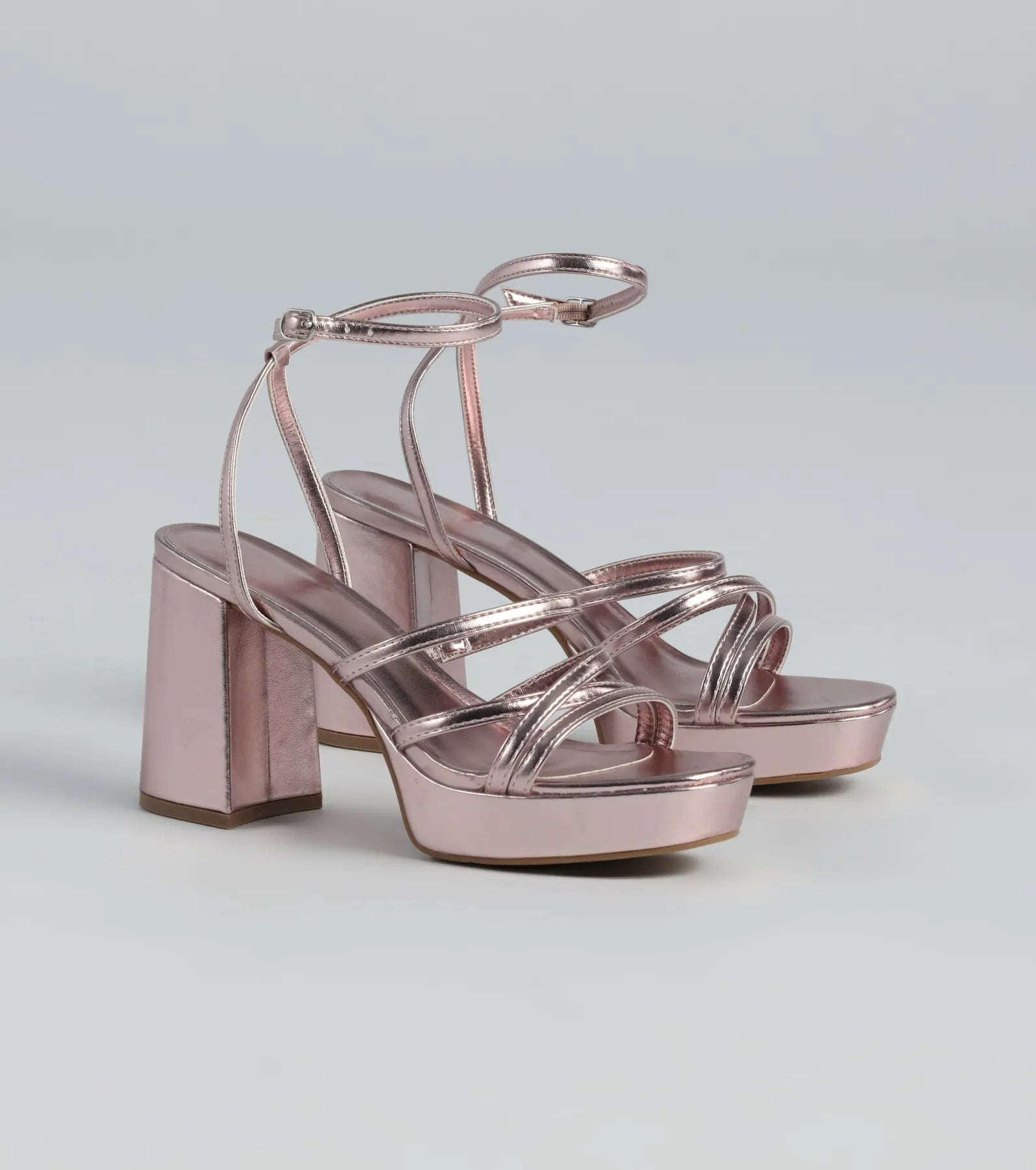 All My Shine Metallic Strappy Platform Heels - Image 9
