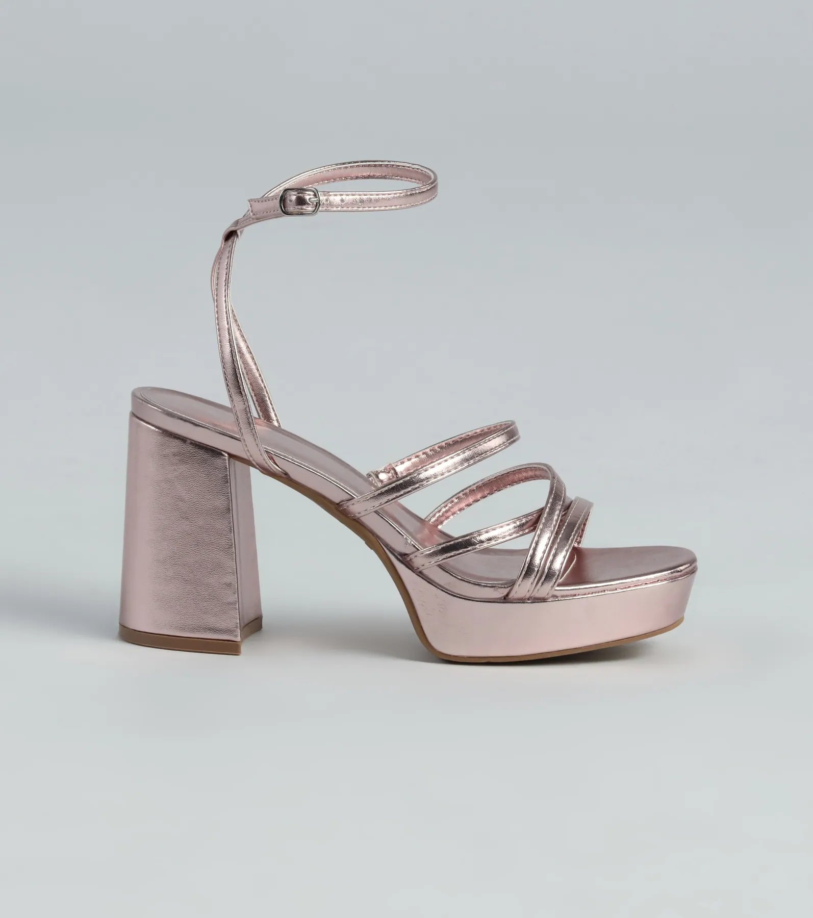 All My Shine Metallic Strappy Platform Heels - Image 10