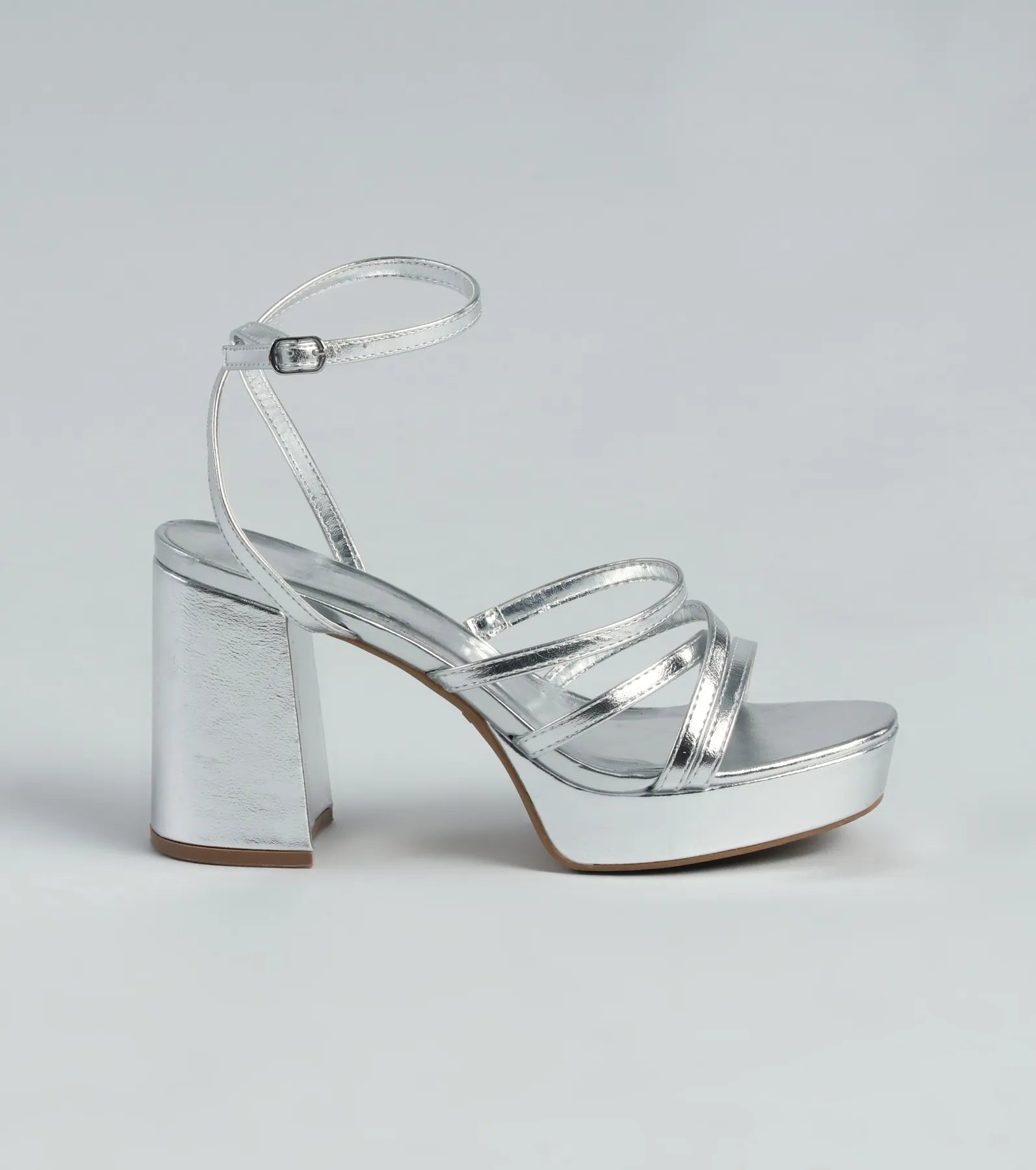 All My Shine Metallic Strappy Platform Heels - Image 6