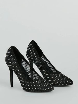 What A Catch Rhinestone Fishnet Stiletto Pumps